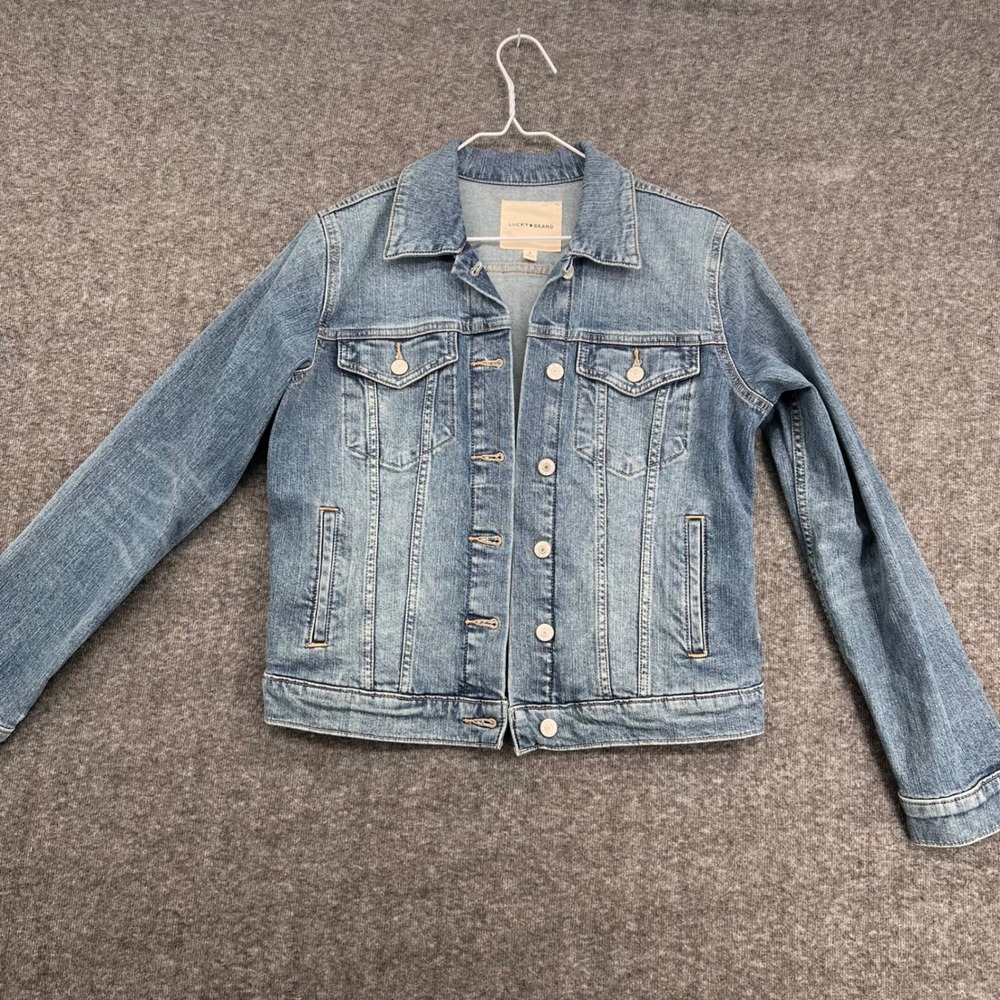 Lucky Brand Womens Medium Wash Denim Trucker Jacket Blue Size S Stretch 4206